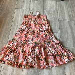 INC International Concept,X-LARGE orange in floral design,3 layered ruffledress